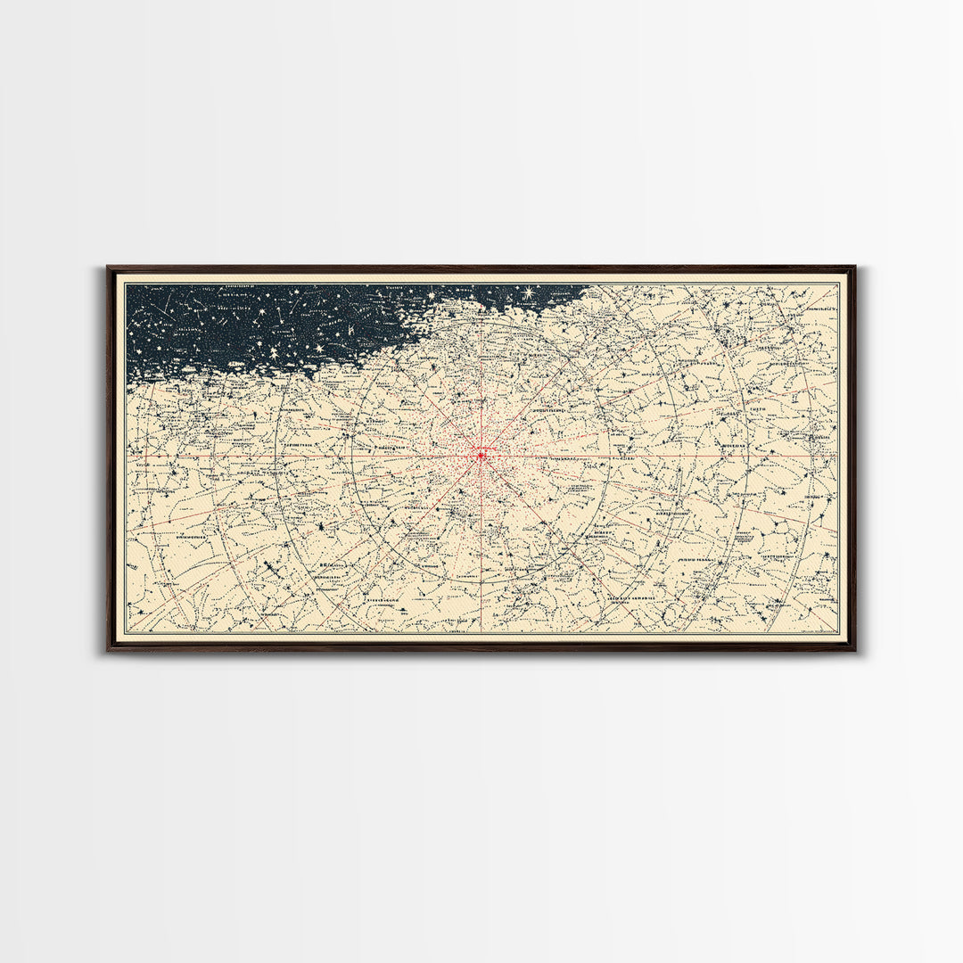 Cream Celestial Star Chart Wall Art, Minimal Astronomy Map, Peach Horizon Poster, Neutral Space Print, Modern Home Decor