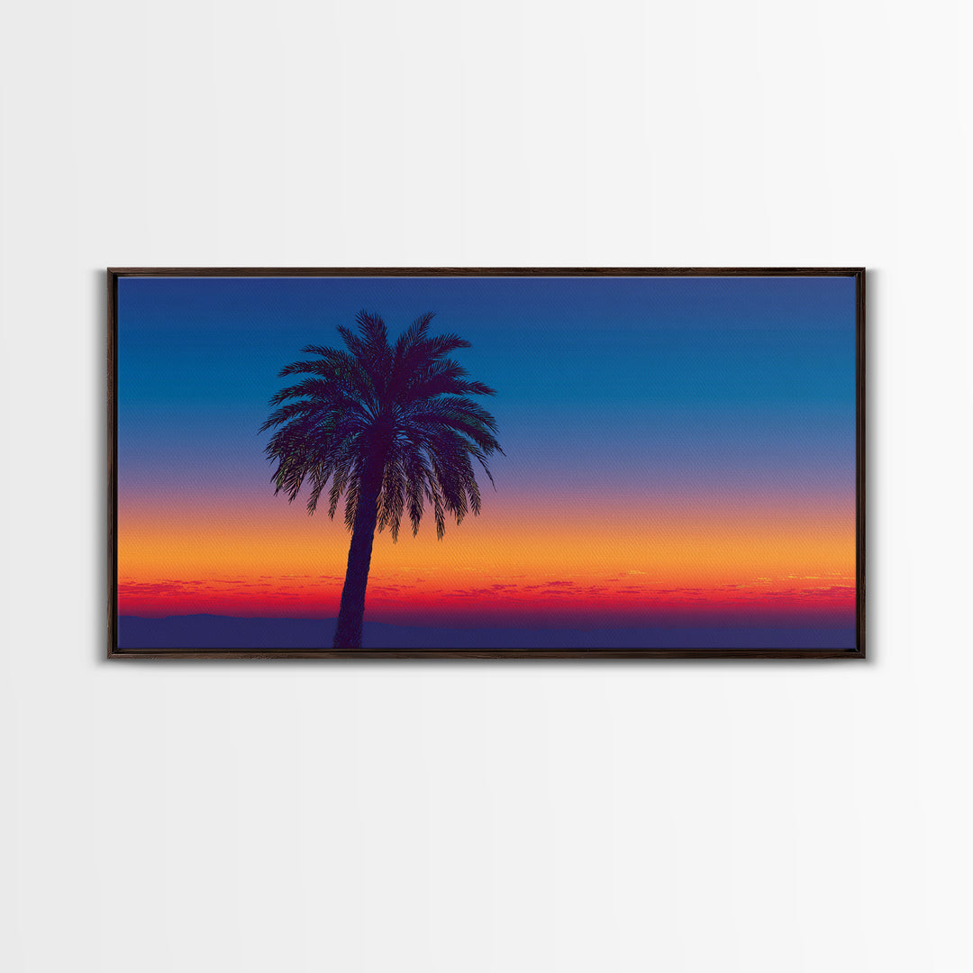 Silhouetted Palm Sunset Wall Art, Retro Tropical Landscape Print, Midcentury Modern Decor, Palm Springs Poster, Coastal Home Decor