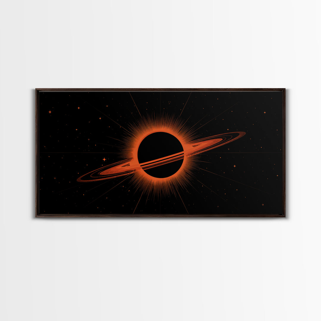 Orange Black Hole Eclipse Wall Art, Cosmic Retro Sci Fi Print, Midcentury Modern Space Poster, Atomic Starfield Home Decor