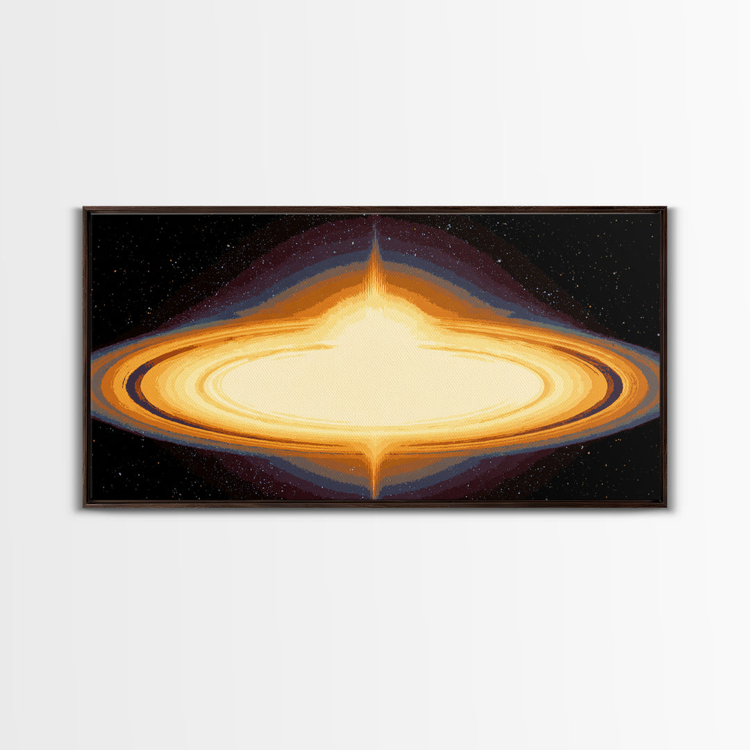 Luminous Accretion Disk Canvas Print, Black Hole Space Art, Cosmic Retro Poster, Modern Abstract Wall Art, Sci Fi Decor Gift