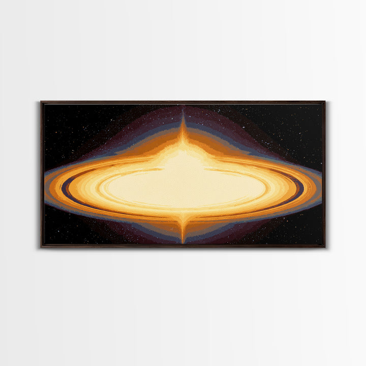 Luminous Accretion Disk Canvas Print, Black Hole Space Art, Cosmic Retro Poster, Modern Abstract Wall Art, Sci Fi Decor Gift