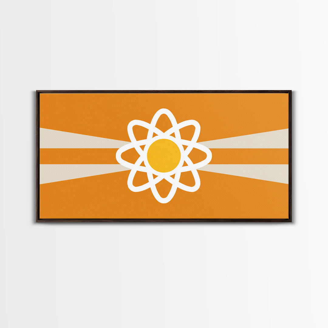 Orange Atomic Sunburst Wall Art, Mid Century Modern Atom Poster, Retro Science Decor, MCM Wall Decor, Modern Art Print Gift