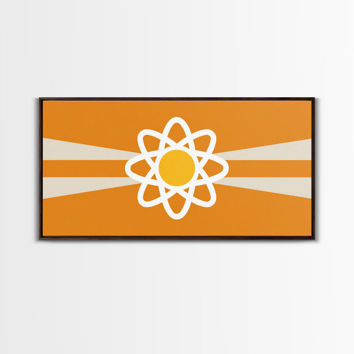 Orange Atomic Sunburst Wall Art, Mid Century Modern Atom Poster, Retro Science Decor, MCM Wall Decor, Modern Art Print Gift