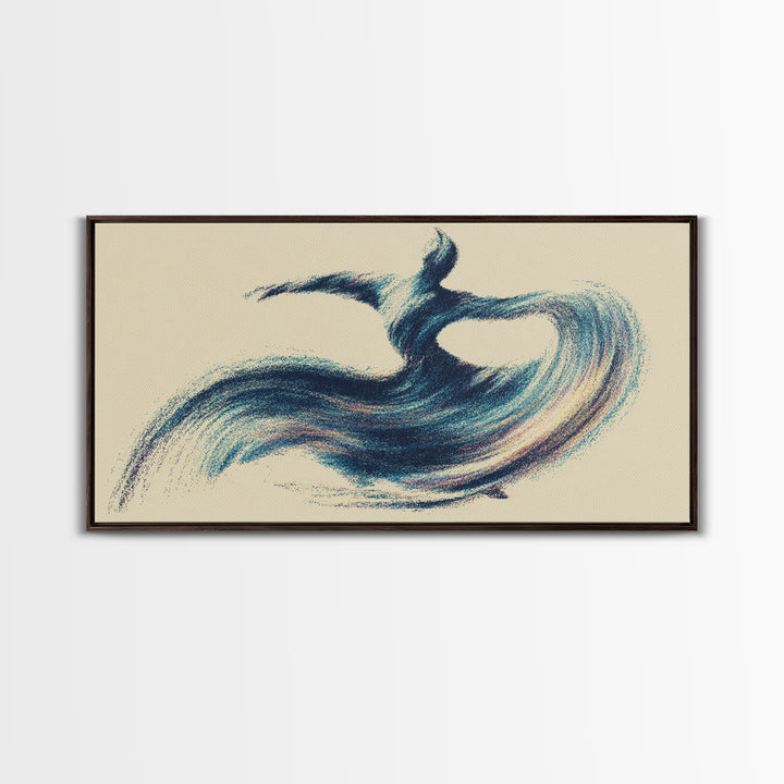 Abstract Blue Surfer Wave Motion Wall Art, Modern Abstract Art Print, Coastal Minimalist Poster, Yoga Studio Decor Gift Idea