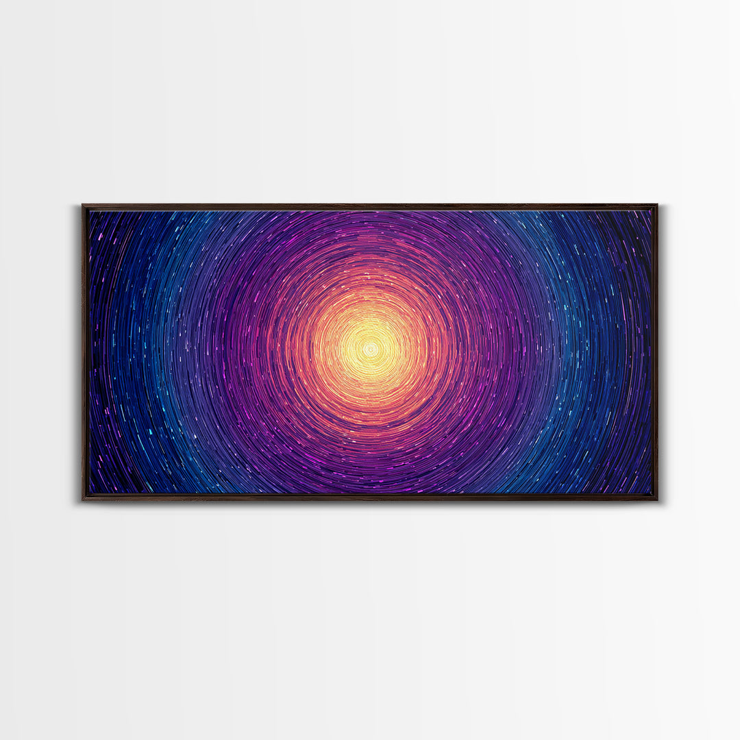 Radiant Magenta Blue Spiral Sun Wall Art, Cosmic Abstract Canvas, Modern Wall Decor, Vibrant Space Print For Living Room