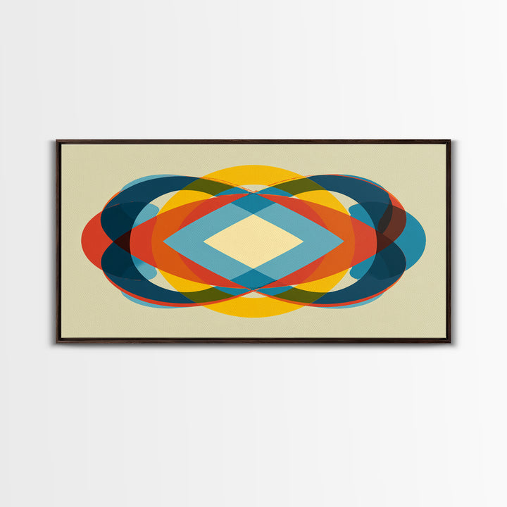 Colorful Overlapping Ellipse Abstract Wall Art, Midcentury Modern Geometric Print, Retro MCM Decor, Bold Living Room Art
