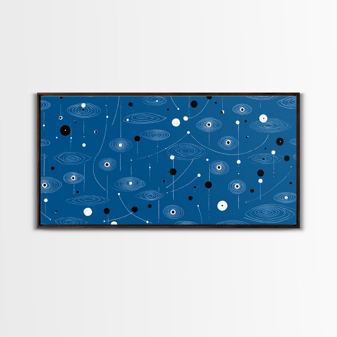 Blue Atomic Space Pattern Wall Art, Midcentury Modern Abstract Art, Retro Sci Fi Poster, Cosmic Modern Home Decor, MCM Wall Decor