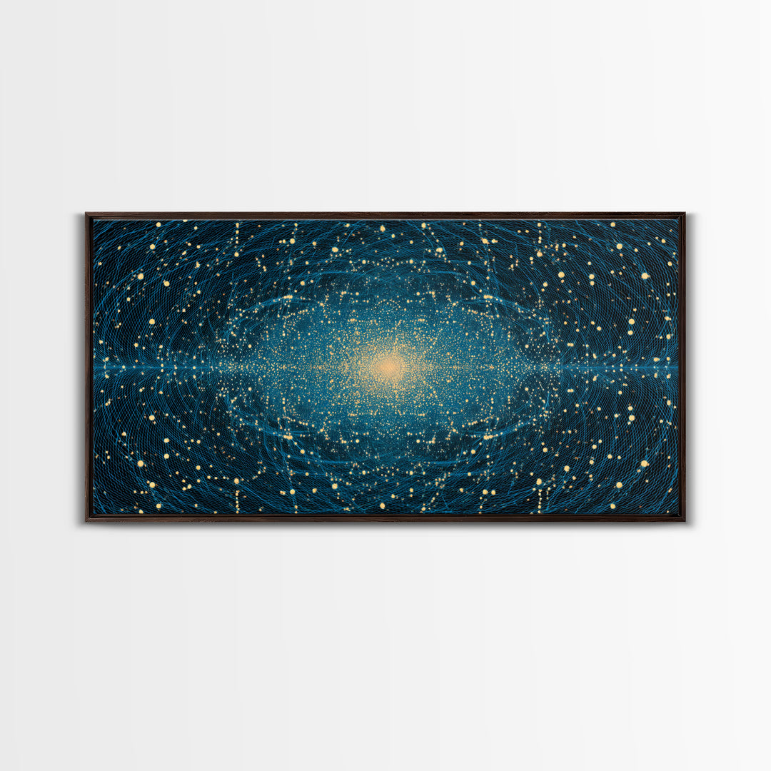 Golden Galaxy Core Stellar Space Wall Art, Midcentury Modern Abstract Art, Dark Cosmic Poster, Modern Home Decor, MCM Print