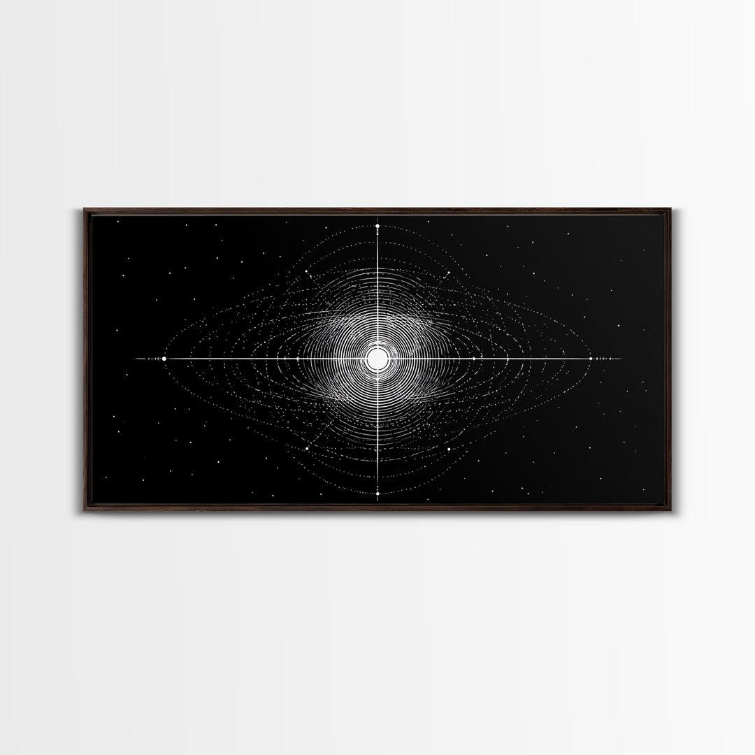 Black White Central Star Field Wall Art, Midcentury Modern Abstract Art, Cosmic Space Poster, Minimalist Home Decor, MCM Print