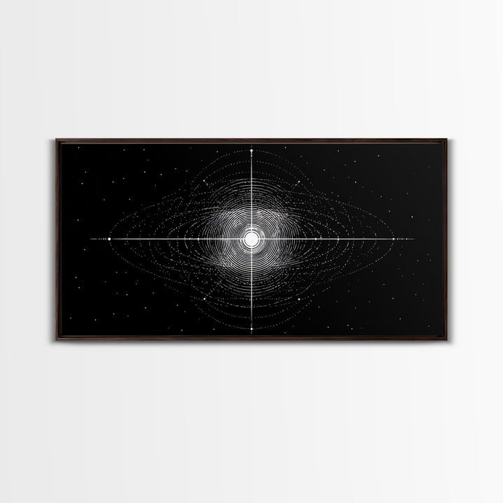 Black White Central Star Field Wall Art, Midcentury Modern Abstract Art, Cosmic Space Poster, Minimalist Home Decor, MCM Print