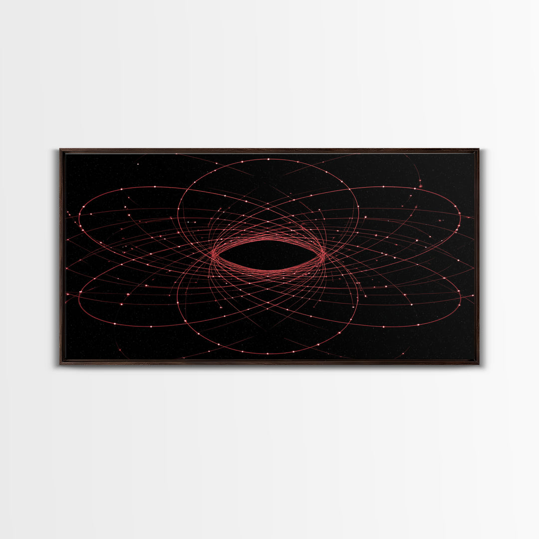 Red Orbital Black Hole Starfield Wall Art, Space Abstract Art, Modern Geometric Art Print, Sci Fi Decor For Home Office Gift