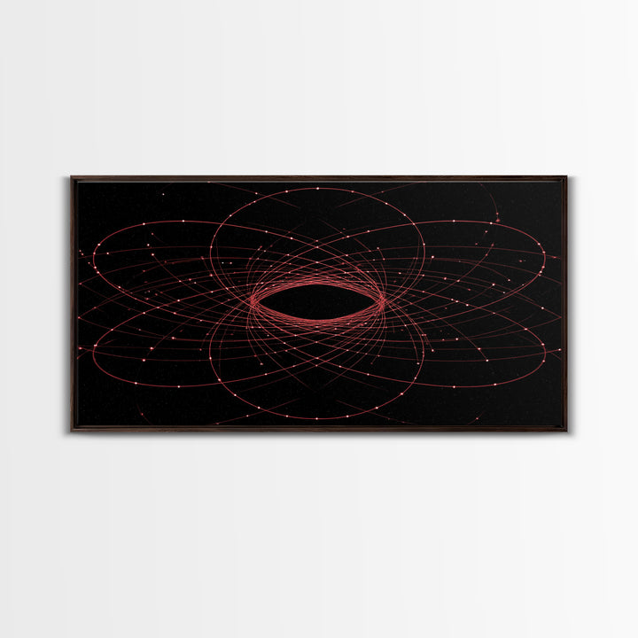 Red Orbital Black Hole Starfield Wall Art, Space Abstract Art, Modern Geometric Art Print, Sci Fi Decor For Home Office Gift
