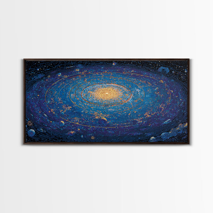 Electric Blue Galactic Spiral Wall Art, Modern Abstract Art, Space Poster, Cosmic Home Office Decor, Large Canvas Print Decor