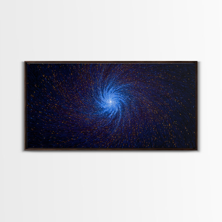 Blue Spiral Vortex Wall Art, Particle Galaxy Abstract, Modern Art Print, Cosmic Space Poster, Large Sci Fi Home Office Decor