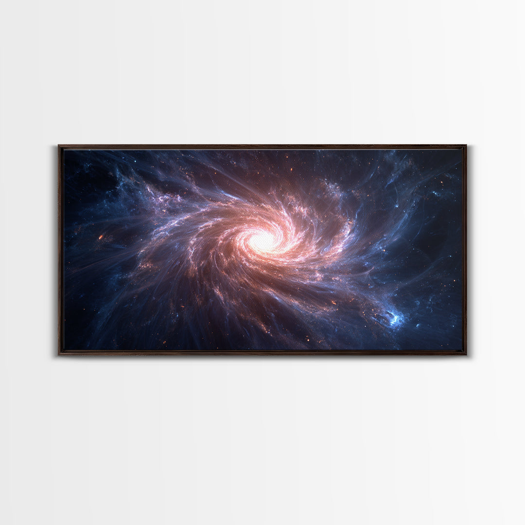 Pink Blue Spiral Galaxy Canvas Print, Cosmic Nebula Wall Art, Modern Abstract Space Poster, Bedroom Decor, Starry Gift Idea