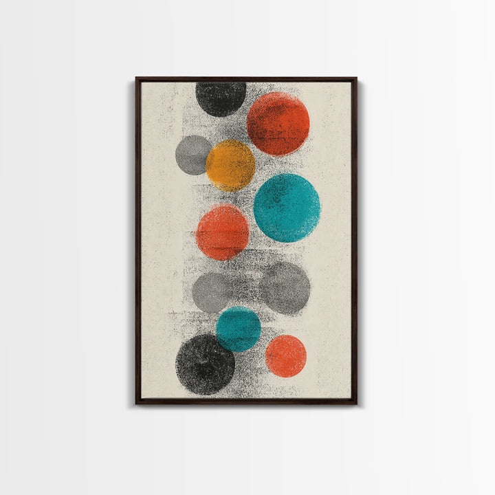 Retro Floating Circles Abstract Wall Art, Mid Century Modern Art Print, Atomic Geometric Decor, Colorful MCM Living Room
