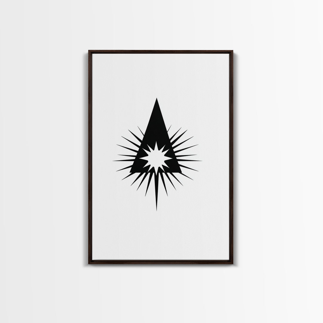 Black Triangle Starburst Wall Art, Minimal Atomic Geometry, Mid Century Modern Decor, Bold Geometric Poster Print, Scandinavian Art