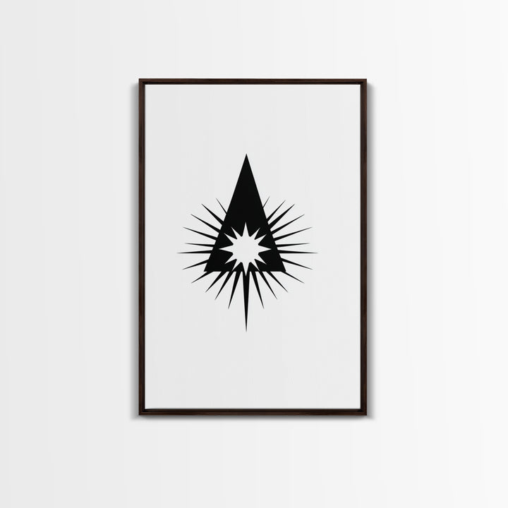 Black Triangle Starburst Wall Art, Minimal Atomic Geometry, Mid Century Modern Decor, Bold Geometric Poster Print, Scandinavian Art