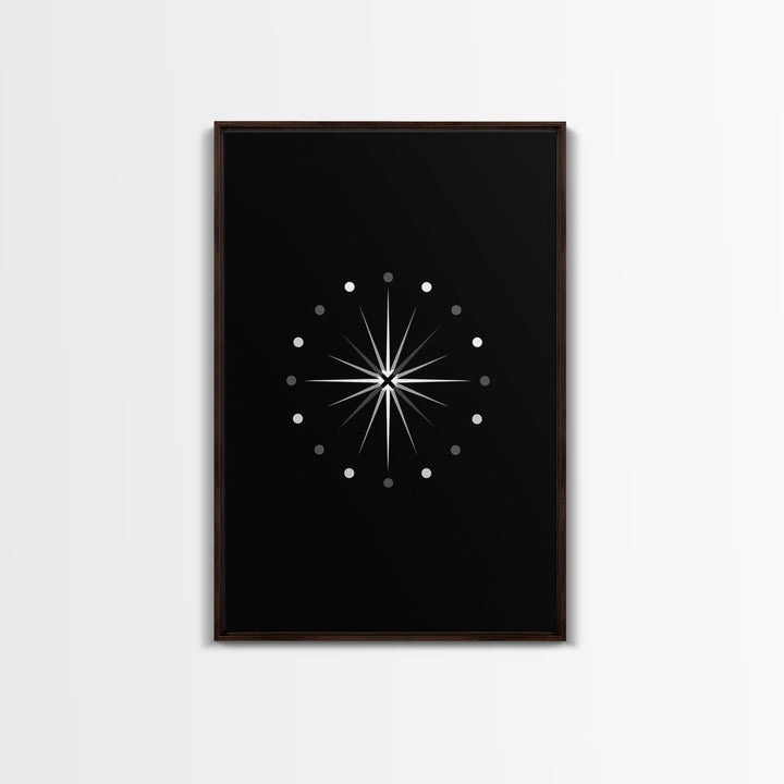 Black Atomic Starburst Wall Art, Mid Century Modern Art Print, Retro Geometric Poster, Minimalist MCM Wall Decor For Living Room