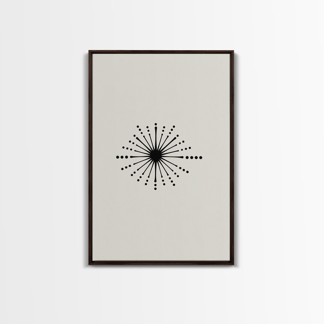 Cream Atomic Burst Canvas Print, Mid Century Modern Abstract Art, Retro Geometric Poster, Minimalist MCM Wall Decor For Office