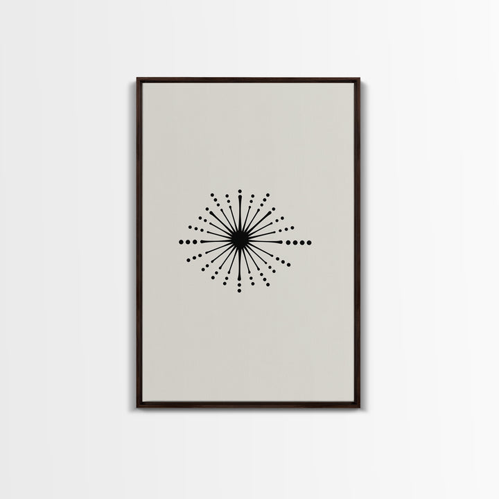 Cream Atomic Burst Canvas Print, Mid Century Modern Abstract Art, Retro Geometric Poster, Minimalist MCM Wall Decor For Office