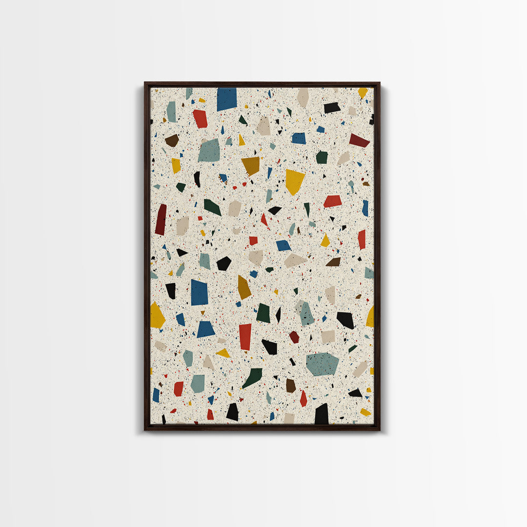 Speckled Confetti Terrazzo Shards Wall Art, Midcentury Modern Print, Colorful Geometric Abstract Home Office Living Room Decor