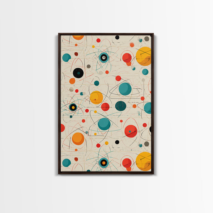 Atomic Teal Orange Planets And Orbit Lines Wall Art, Midcentury Modern Art, Retro Abstract Print, MCM Wall Decor, Modern Home Decor Gift