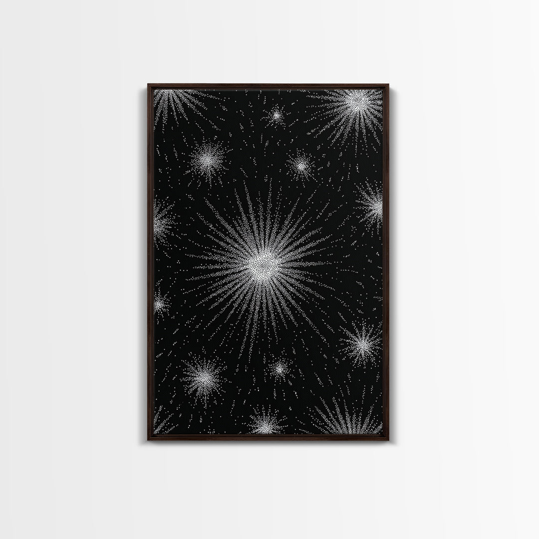 Black And White Atomic Starburst Wall Art, Midcentury Modern Art, Retro Abstract Poster, Minimalist Wall Decor, MCM Gift