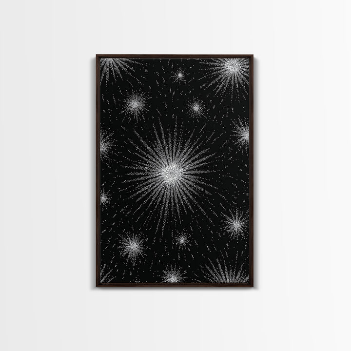 Black And White Atomic Starburst Wall Art, Midcentury Modern Art, Retro Abstract Poster, Minimalist Wall Decor, MCM Gift