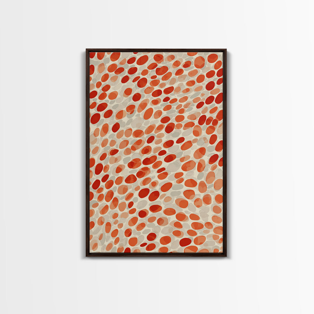 Orange Red Pebble Pattern Wall Art, Midcentury Modern Print, Retro Abstract Decor, Warm Geometric Art For Kitchen Decor Gift