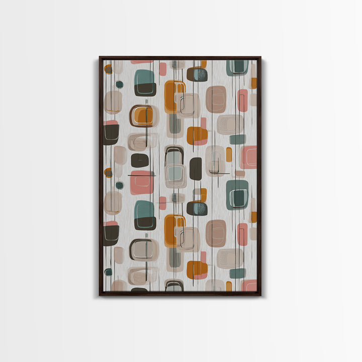 Muted Rounded Rectangle Pattern Wall Art, Midcentury Modern Abstract Poster, Scandinavian Decor, Geometric Home Art Print