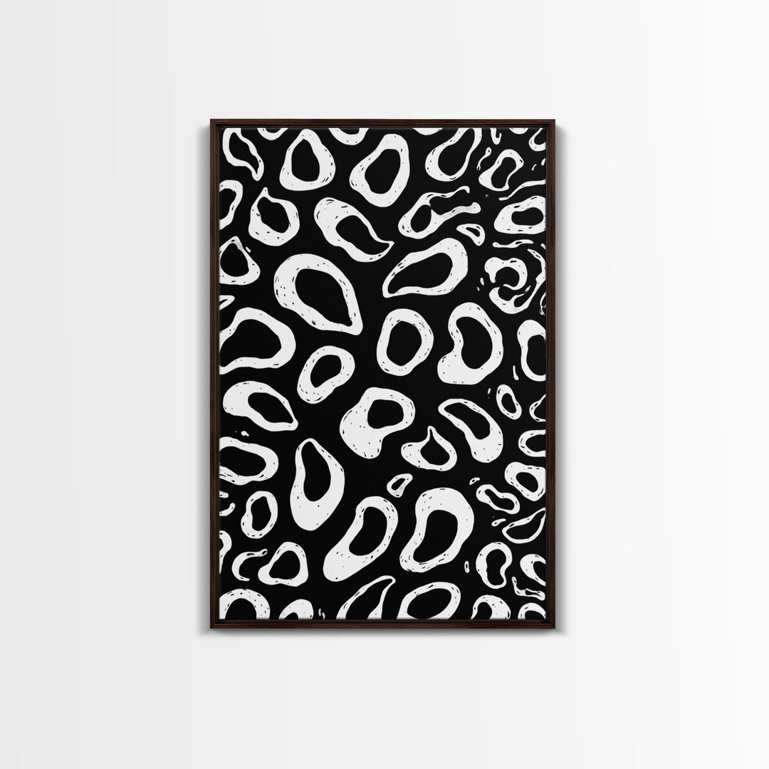Black And White Organic Pebble Pattern Wall Art, Minimalist Abstract Poster, Retro Modern Decor, Bold Shape Art Print Gift
