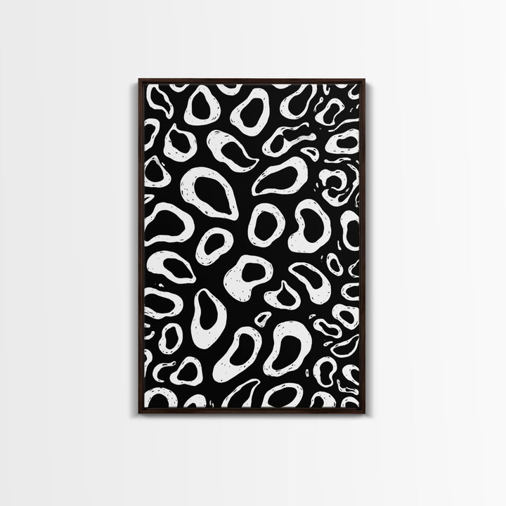 Black And White Organic Pebble Pattern Wall Art, Minimalist Abstract Poster, Retro Modern Decor, Bold Shape Art Print Gift