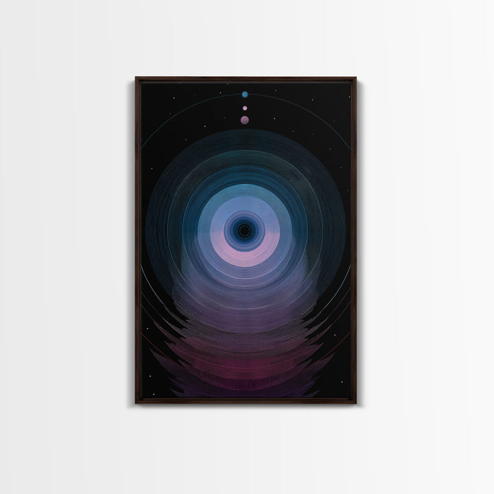 Cosmic Blue Orb Portal Canvas Print, Abstract Space Wall Art, Modern Digital Art Poster, Sci Fi Black Living Room Decor Print