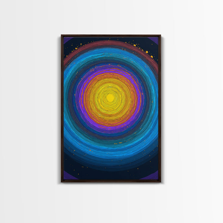 Vibrant Solar Rings Abstract Canvas Print, Midcentury Modern Wall Art, Colorful Geometric Poster, Cosmic Retro Home Decor