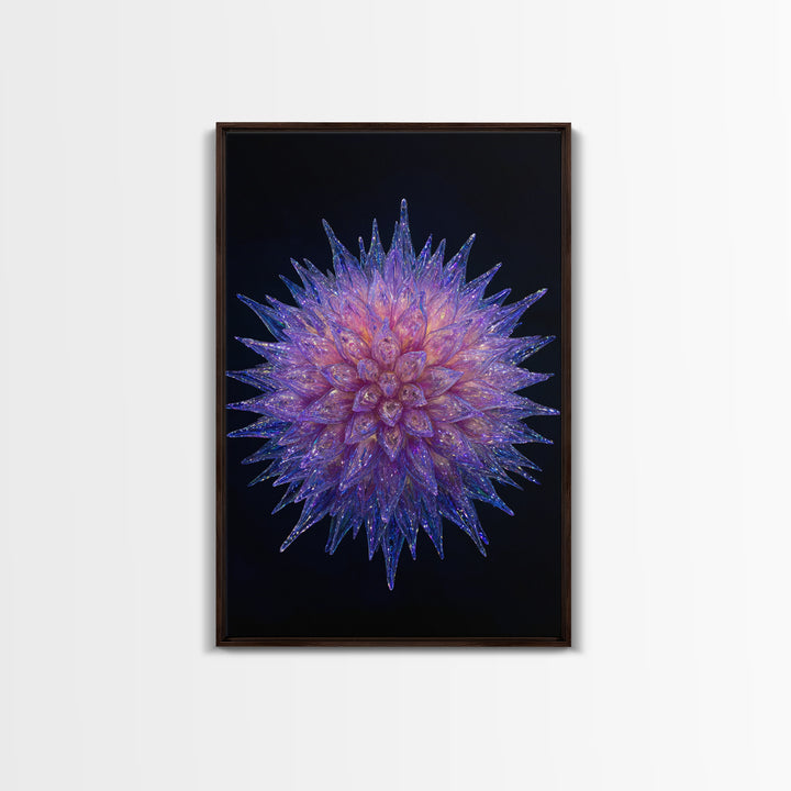 Purple Crystal Spiky Flower Wall Art, Modern Abstract Art, Colorful Wall Art, Unique Art Print, Vibrant Art Purple, Home Decor