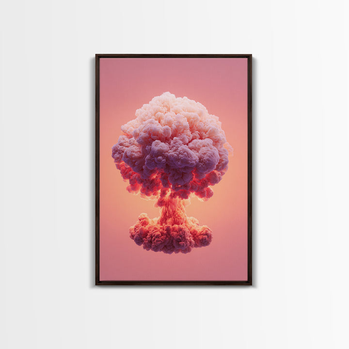 Pink Cotton Candy Mushroom Cloud Canvas Print, Surreal Atomic Pop Art Poster, Vaporwave Wall Decor, Modern Abstract Art Gift