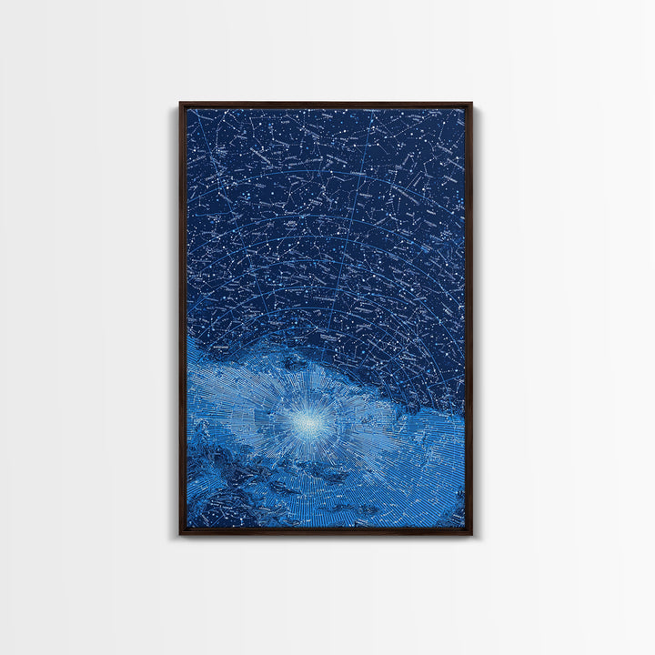 Blue Constellation Star Map Wall Art, Celestial Astronomy Poster, Space Abstract Art, Modern Digital Print, Office Decor