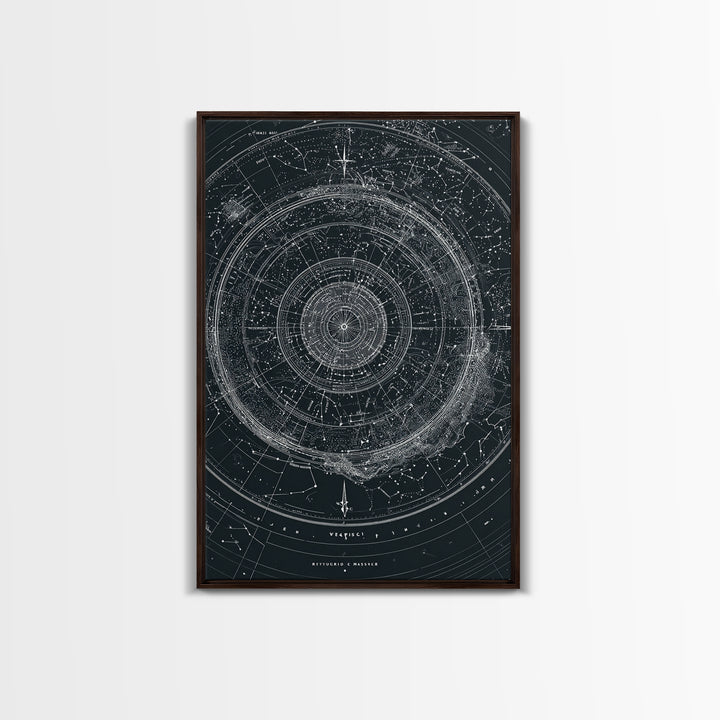 Circular Zodiac Sky Map Wall Art, Black White Astronomy Poster, Geometric Celestial Chart, Modern Art Print, Office Decor