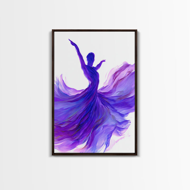 Purple Flowing Dancer Canvas Print, Modern Abstract Art, Feminine Movement Poster, Colorful Wall Decor, Bedroom Art Prints