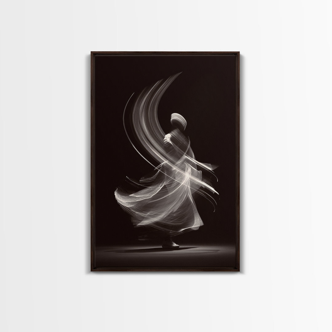 Black White Whirling Dancer Wall Art, Minimalist Abstract Art, Modern Motion Poster, Elegant Bedroom Decor, Fine Art Print