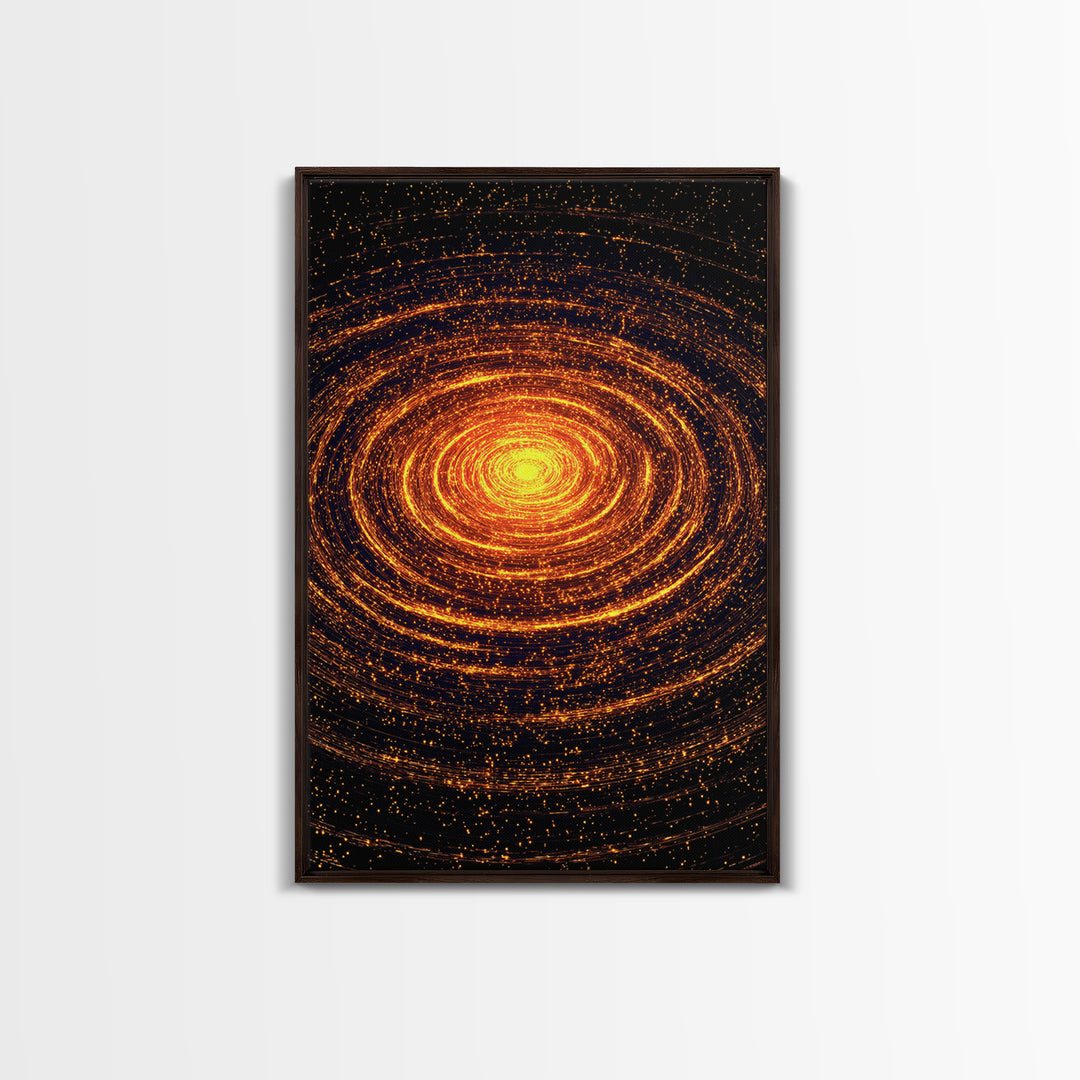 Glowing Orange Cosmic Spiral Wall Art, Abstract Galaxy Vortex, Space Abstract Art, Modern Retro Poster, Living Room Decor