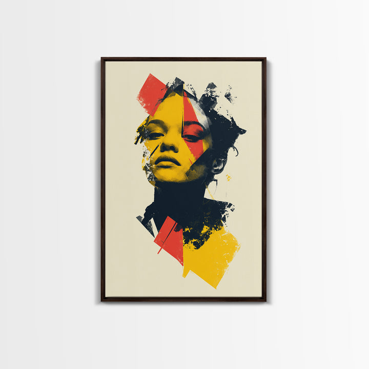 Yellow Red Abstract Woman Portrait Wall Art, Modern Pop Art Print, Bold Graphic Poster, Contemporary Decor For Living Room Bedroom