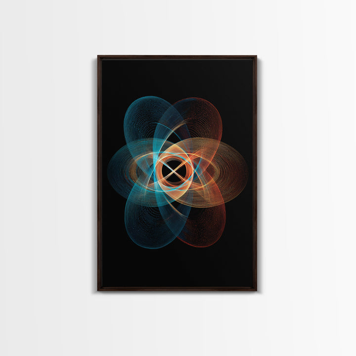 Glowing Atomic Orbital Abstract Canvas Print, Midcentury Modern Wall Art, Geometric Art Print, Retro Modern Home Decor Gift