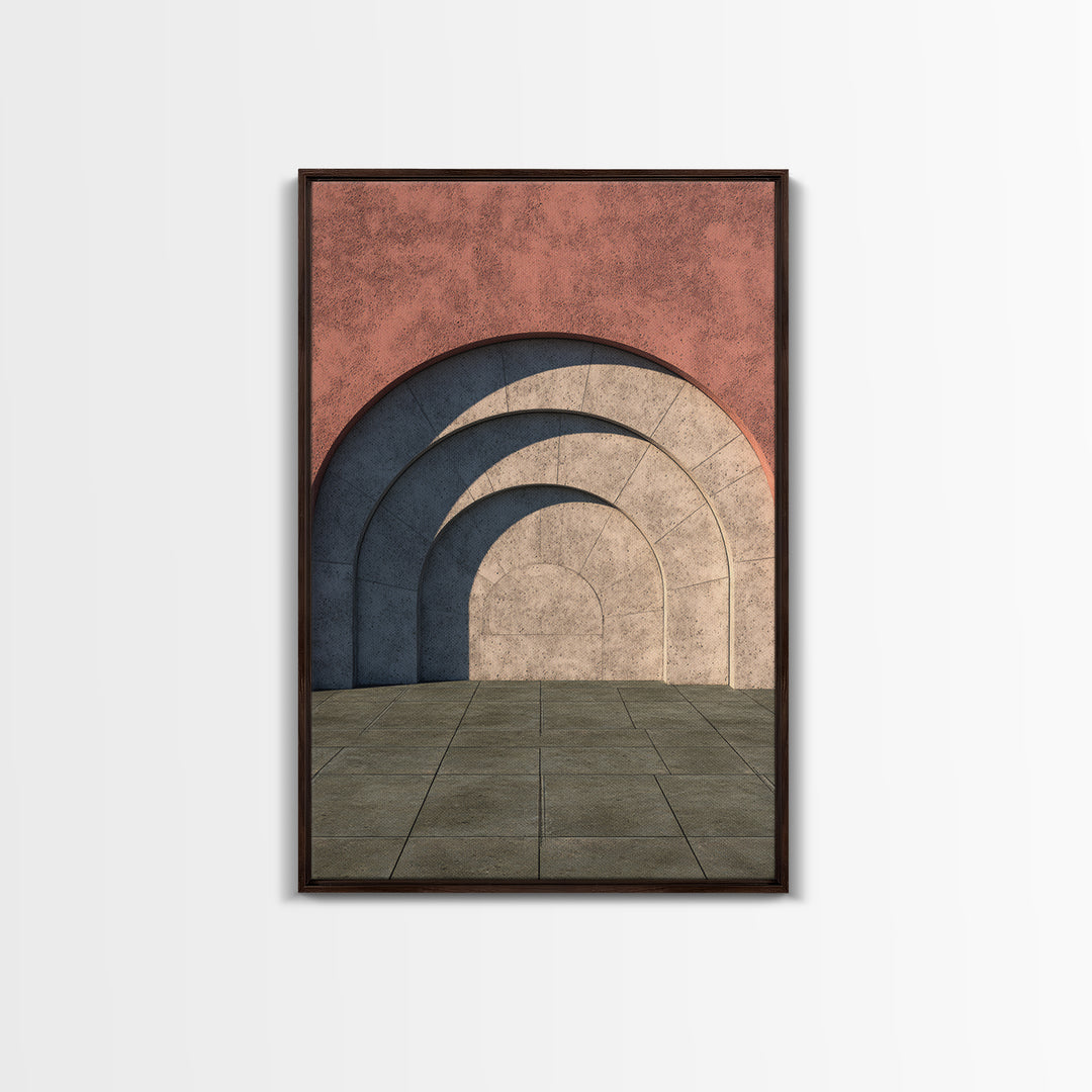 Pastel Concrete Archway Wall Art, Scandinavian Modern Architecture Print, Minimalist Geometric Decor, Neutral MCM Home Art