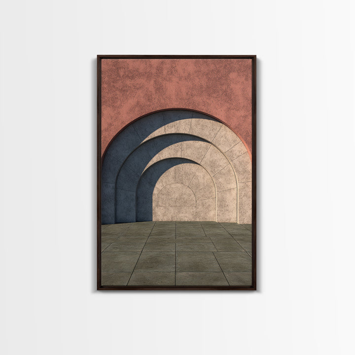 Pastel Concrete Archway Wall Art, Scandinavian Modern Architecture Print, Minimalist Geometric Decor, Neutral MCM Home Art