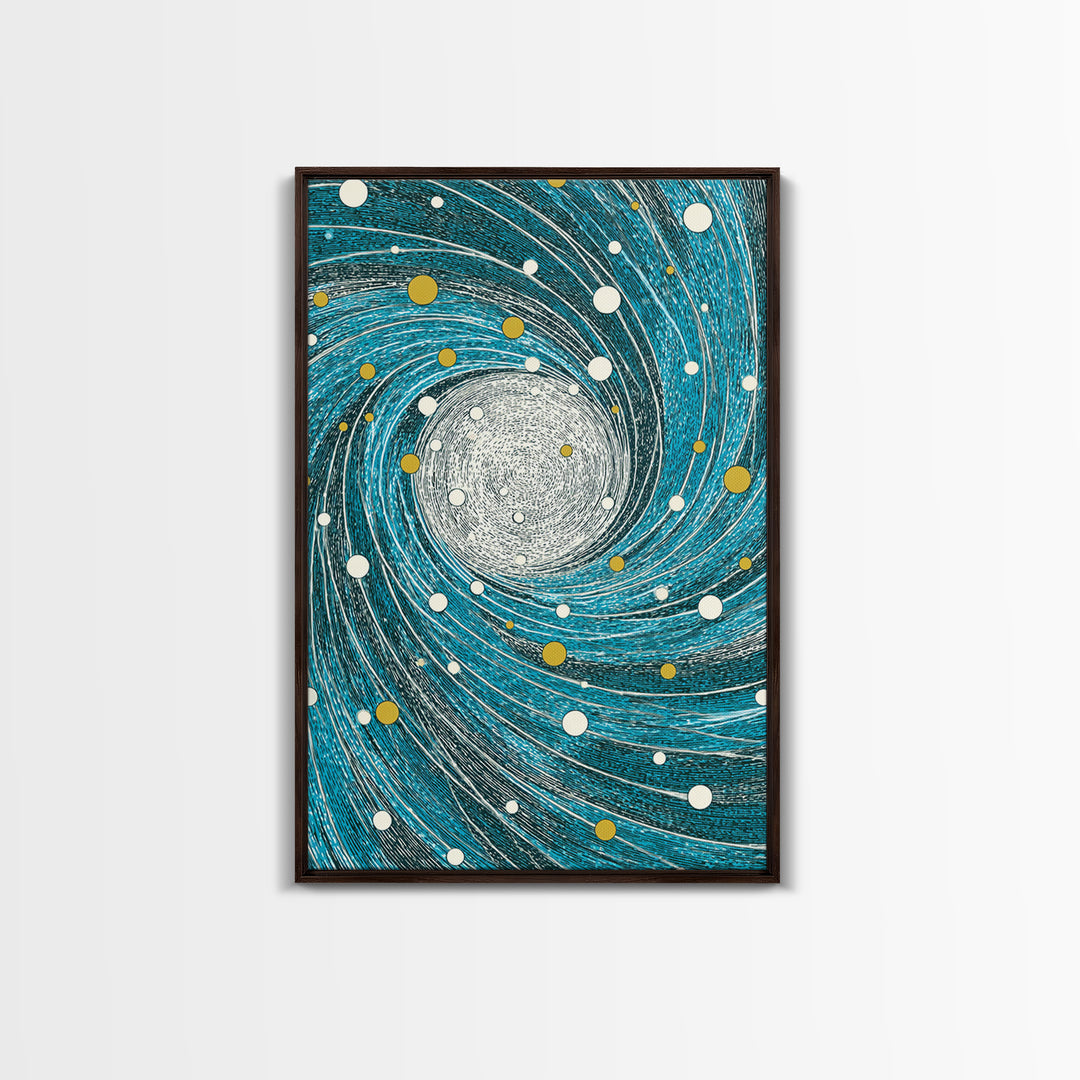 Turquoise Spiral Galaxy Wall Art, Cosmic Abstract Art Print, Modern Geometric Wall Decor, Space Poster, Blue Gold Decor Gift
