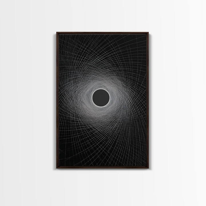 Black Vortex Spiral Grid Wall Art, Modern Abstract Art Print, Geometric Wall Decor, Space Abstract Poster For Office Decor