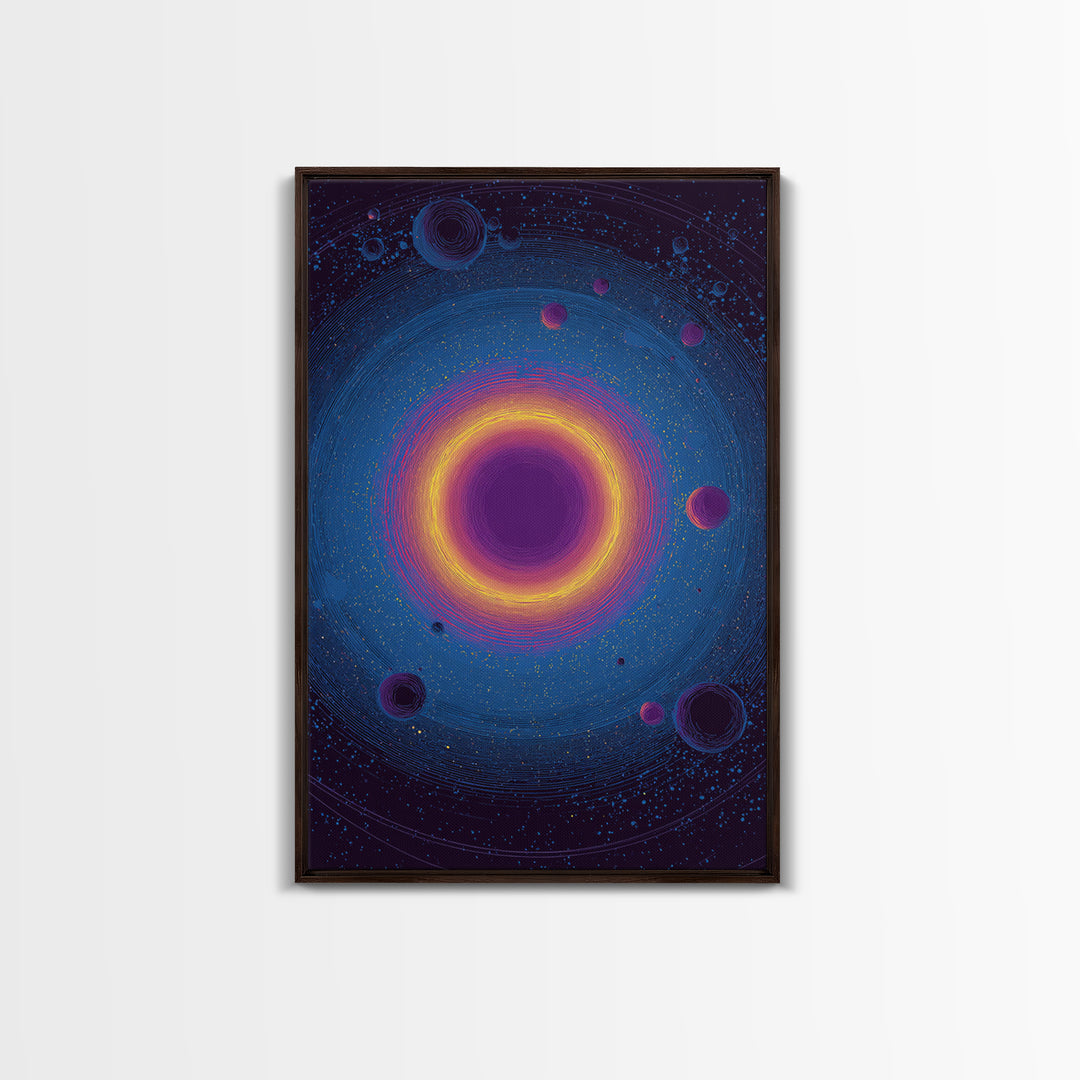 Purple Black Hole With Golden Ring Wall Art, Cosmic Retro Art, Modern Abstract Art, Space Poster, Blue Wall Decor Print Gift