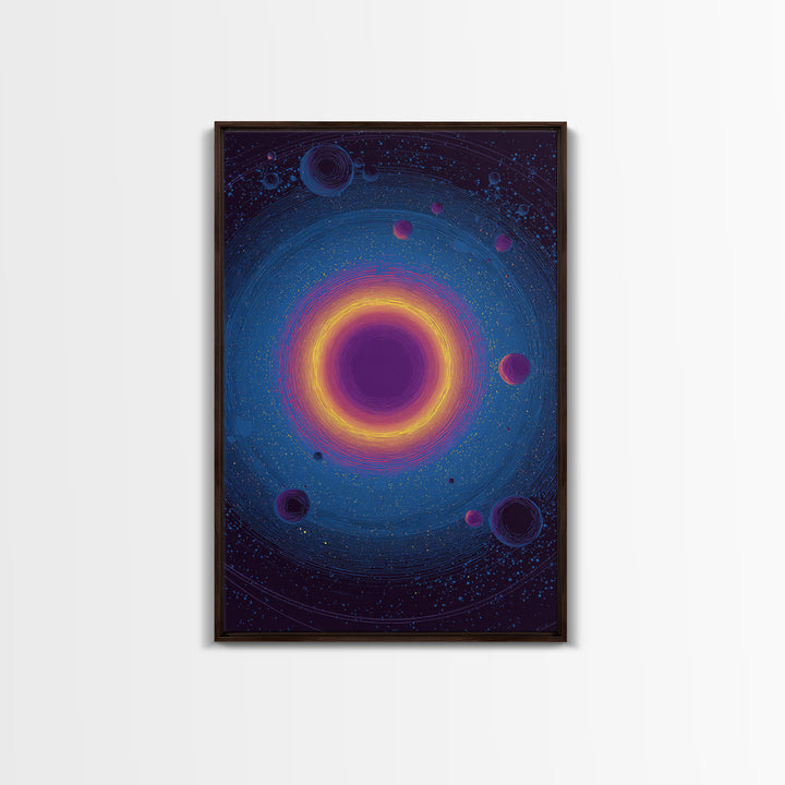 Purple Black Hole With Golden Ring Wall Art, Cosmic Retro Art, Modern Abstract Art, Space Poster, Blue Wall Decor Print Gift